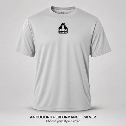 Ghost Baseball Ghost Georgia Logo — Small Upper Center — Silver — shirt logo reduced 8%