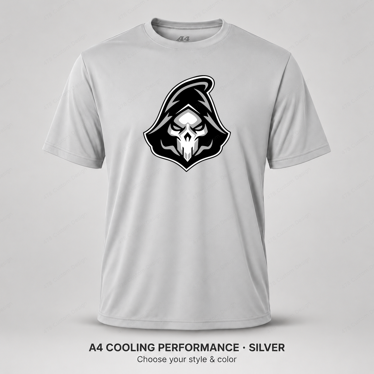 Ghost Baseball Head Logo — Silver — shirt logo reduced 8%