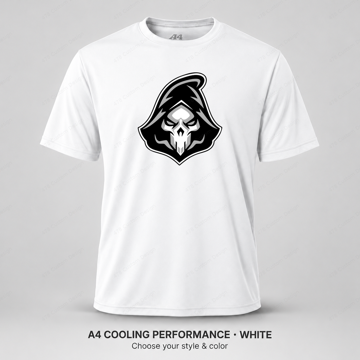 Ghost Baseball Head Logo — White — shirt logo reduced 8%