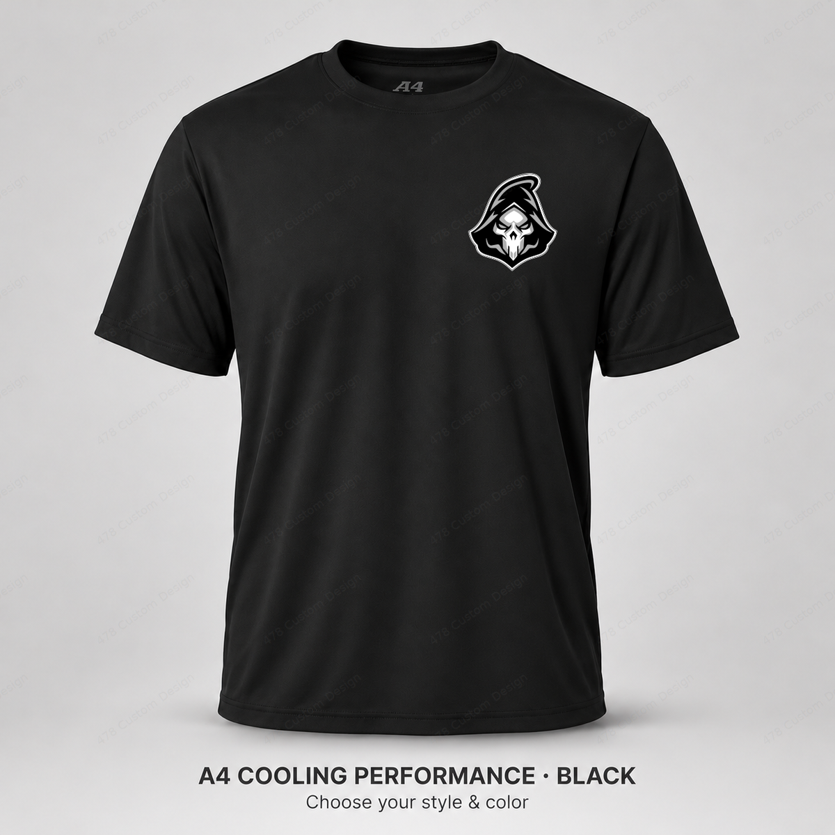 Ghost Head Logo — Left Chest — smaller left-chest logo — Black — shirt logo reduced 8%
