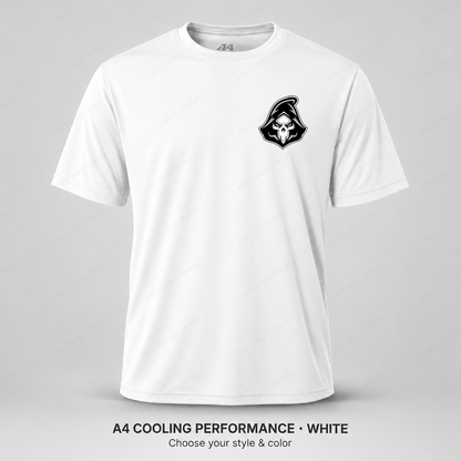 Ghost Head Logo — Left Chest — smaller left-chest logo — White — shirt logo reduced 8%