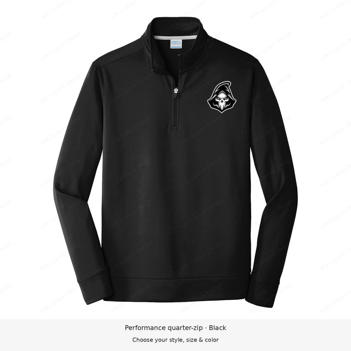 Ghost Baseball — Head Logo — Quarter-Zip Pullovers — example 1; corrected left-chest placement