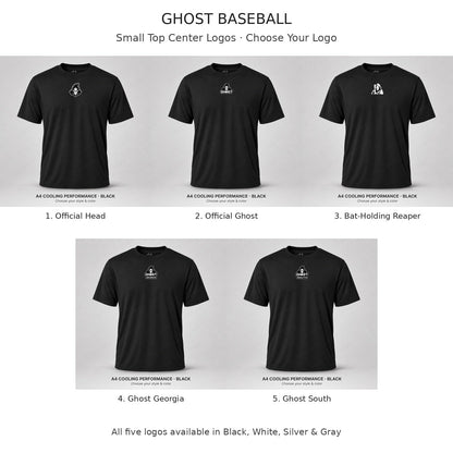 Ghost Baseball — Small Top Center Logo — Choose Your Logo — five logo choices