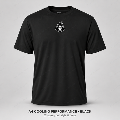 Ghost Baseball Head Logo — Small Upper Center — Black — shirt logo reduced 8%