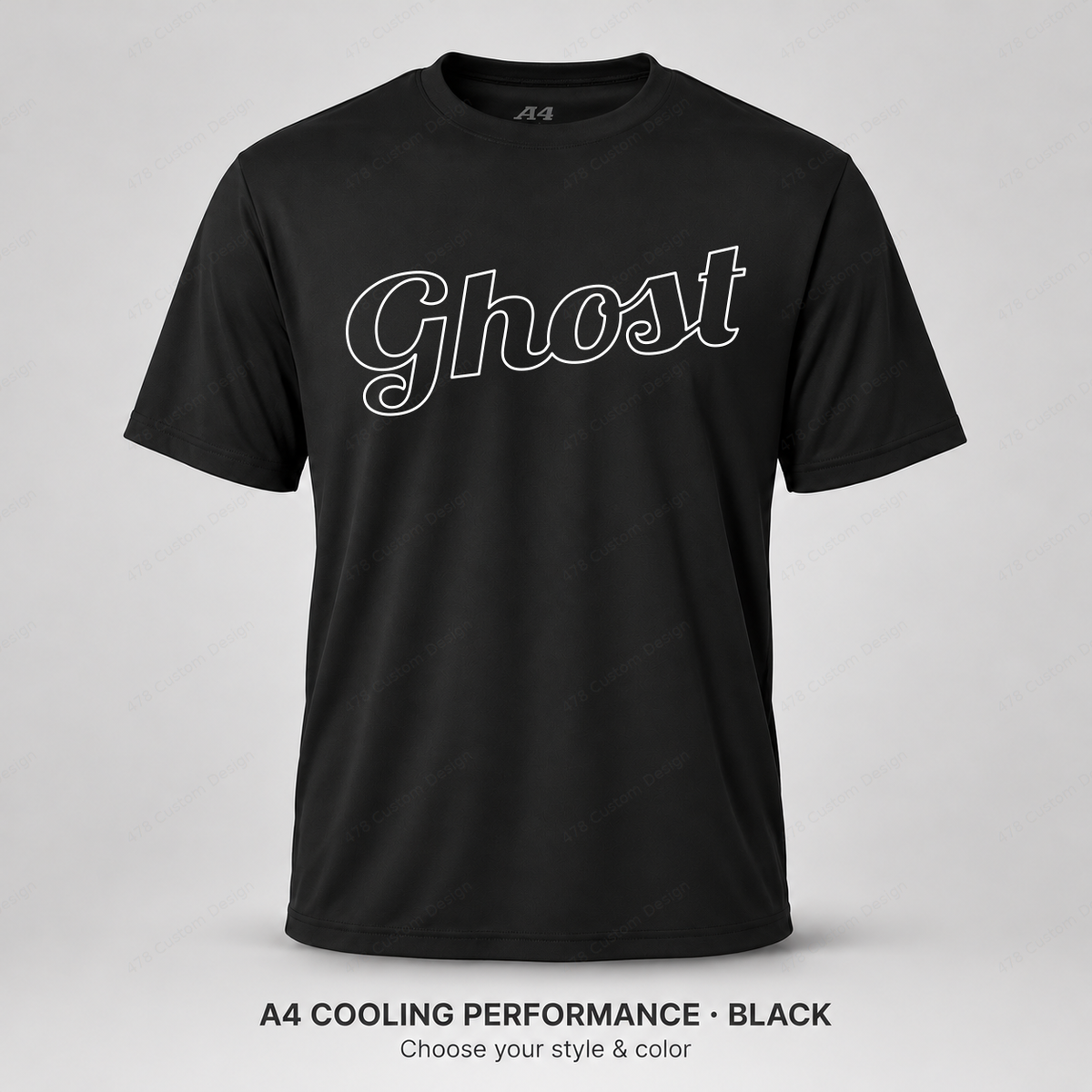 Ghost hollow script, slight upward slant — Black