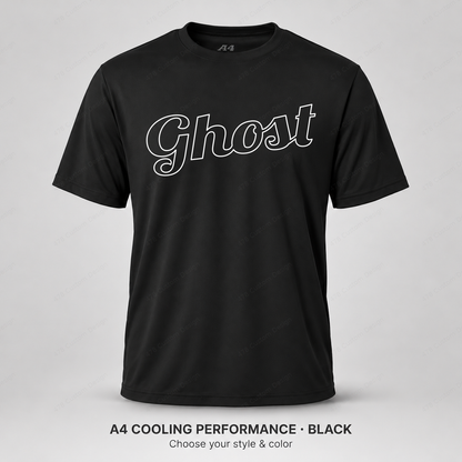 Ghost hollow script, slight upward slant — Black