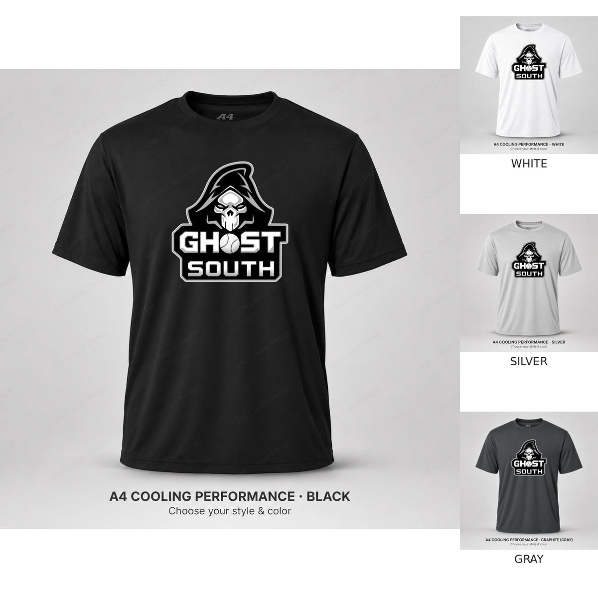 Ghost Ghost South Logo — smaller main logo — all colors — shirt logo reduced 8%