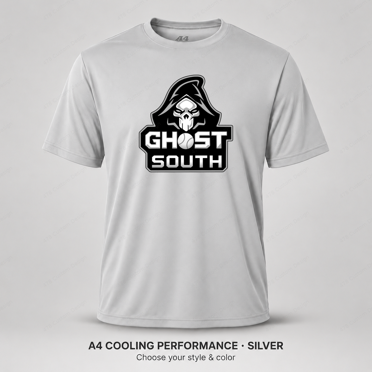 Ghost Ghost South Logo — smaller main logo — Silver — shirt logo reduced 8%