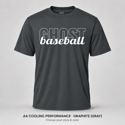 Ghost Baseball Tall Outline & Script — Gray