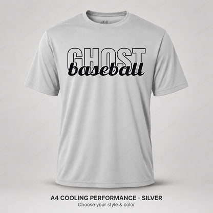Ghost Baseball Tall Outline & Script — Silver
