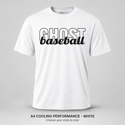 Ghost Baseball Tall Outline & Script — White