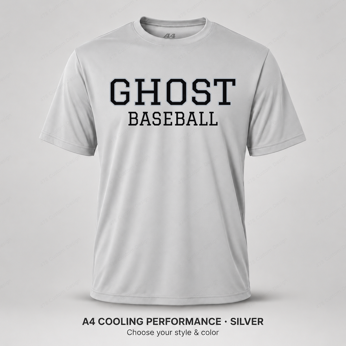 Ghost Baseball Varsity Lettering — Silver — corrected contrasting outlines