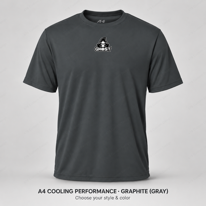 Ghost Baseball Ghost Logo — Small Upper Center — Gray — shirt logo reduced 8%