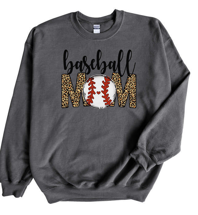 Baseball Mom Leopard Crewneck & Hoodie