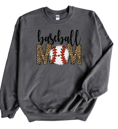 Baseball Mom Leopard Crewneck & Hoodie