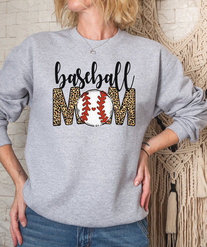 Baseball Mom Leopard Crewneck & Hoodie