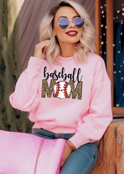 Baseball Mom Leopard Crewneck & Hoodie