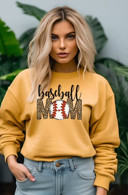 Baseball Mom Leopard Crewneck & Hoodie