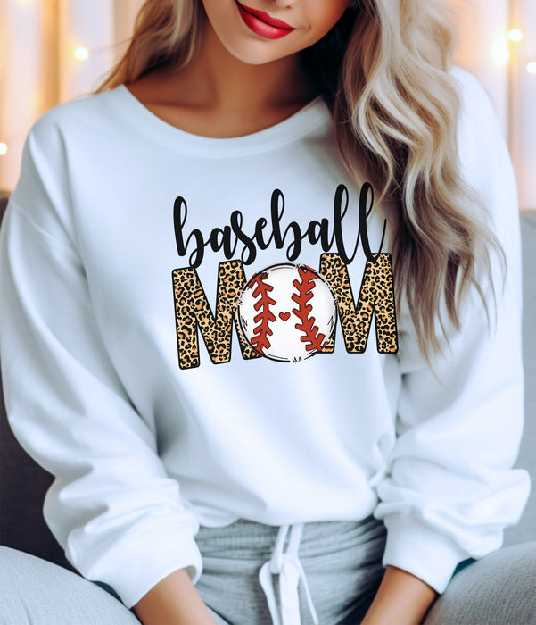 Baseball Mom Leopard Crewneck & Hoodie
