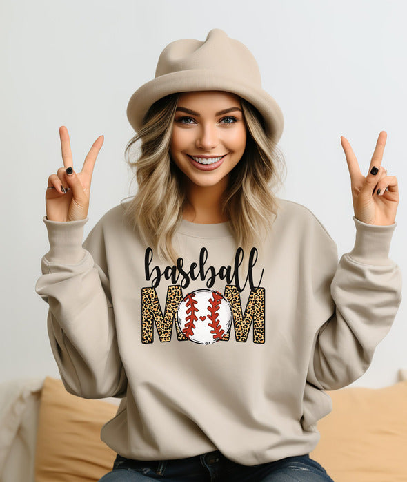 Baseball Mom Leopard Crewneck & Hoodie