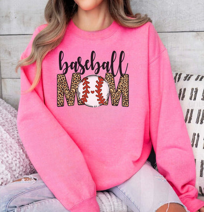 Baseball Mom Leopard Crewneck & Hoodie