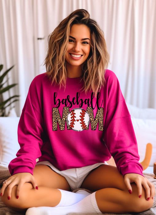 Baseball Mom Leopard Crewneck & Hoodie