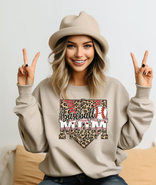 Baseball Leopard Homeplate Crewneck & Hoodies