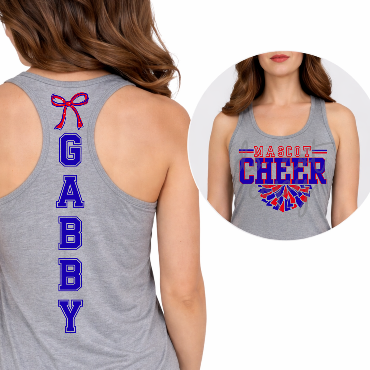 Custom Cheer Vertical Name Top — design example 1
