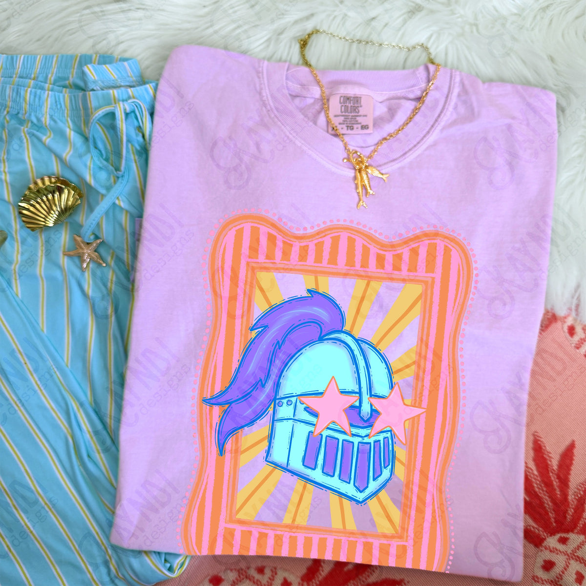 Preppy Blue Knight apparel mockup