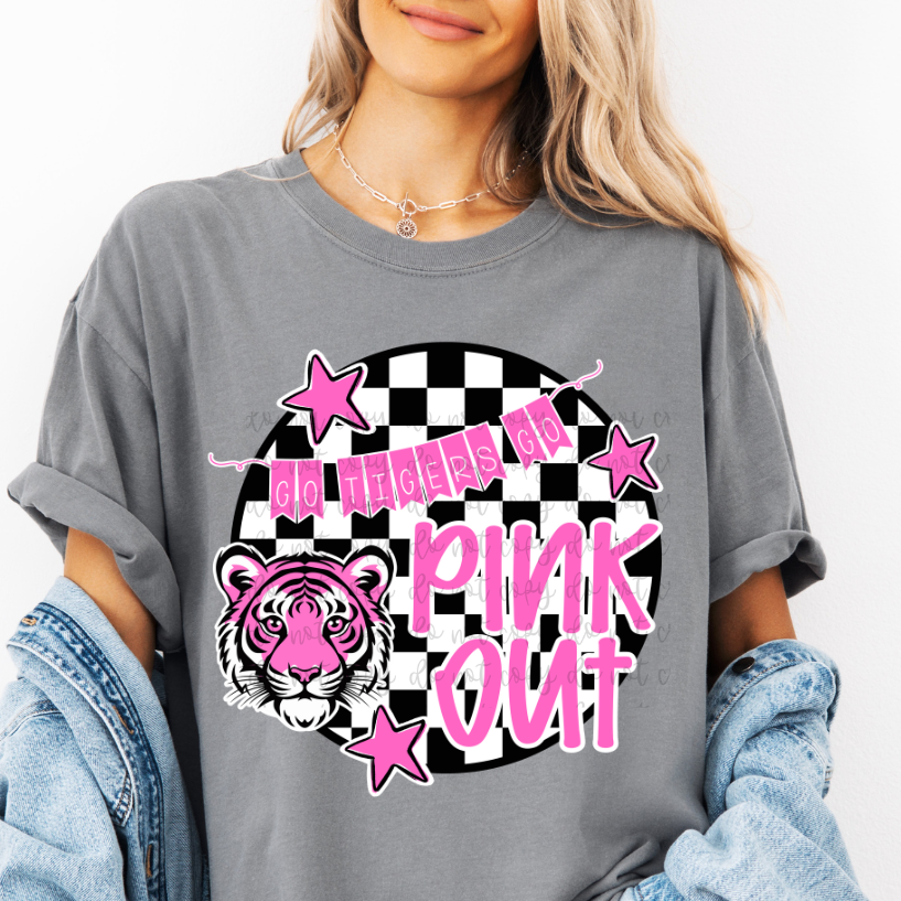 Custom Pink Out Mascot Checkered Top — design example 1