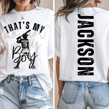 Custom That’s My Boy or Girl Baseball or Softball Top — Front & Back — design example 1