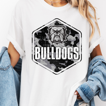Custom Black Camo Grunge Mascot Top — design example 1
