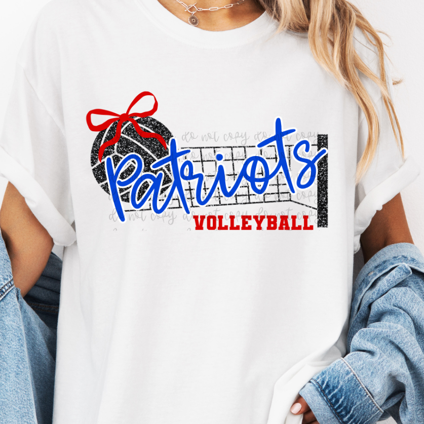 Custom Volleyball Faux Glitter Net Top — design example 1