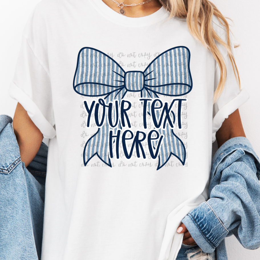 Custom Seersucker Blue Bow Top — design example 1