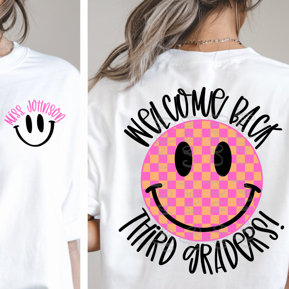 Custom Smiley Welcome Back To School Top — design example 1