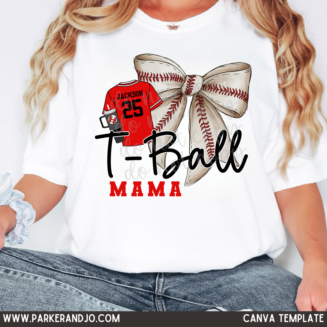 Custom T-Ball Mama Jersey & Bow Top — design example 1