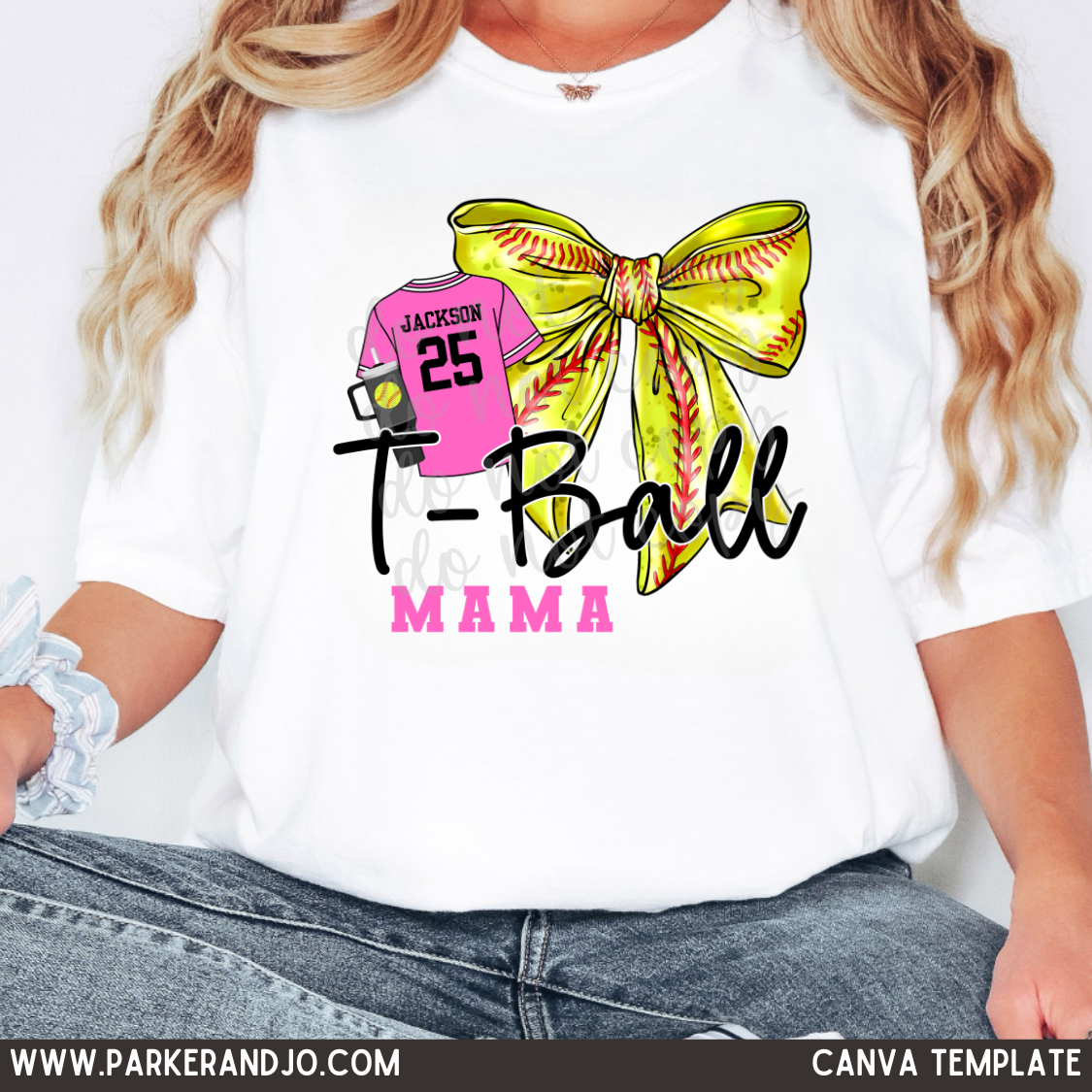 Custom Tball Softball Top mockup showing the pictured apparel design.
