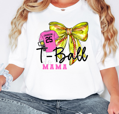 Custom Tball Softball Top mockup showing the pictured apparel design.