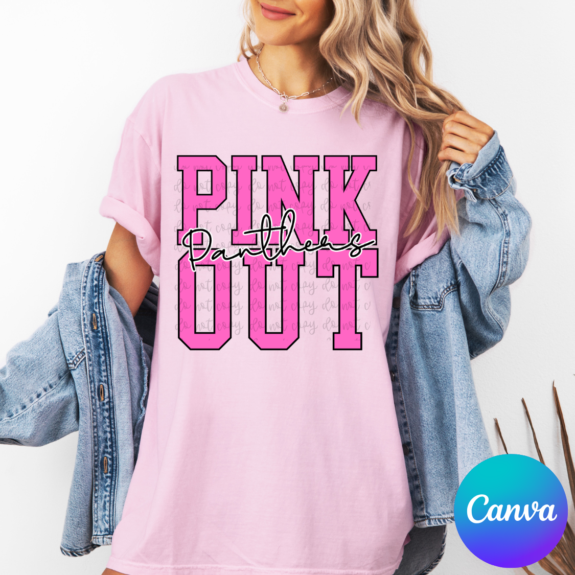 Custom Pink Out Mascot Varsity Top — design example 1