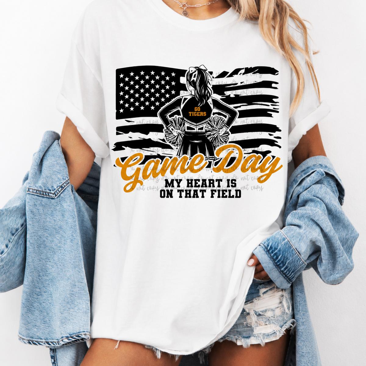 Custom Cheerleader Flag Game Day Top — design example 1