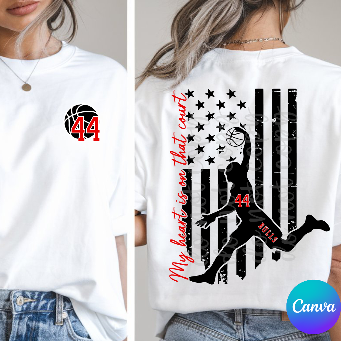Custom Flag Basketball Top mockup showing the front and back design.