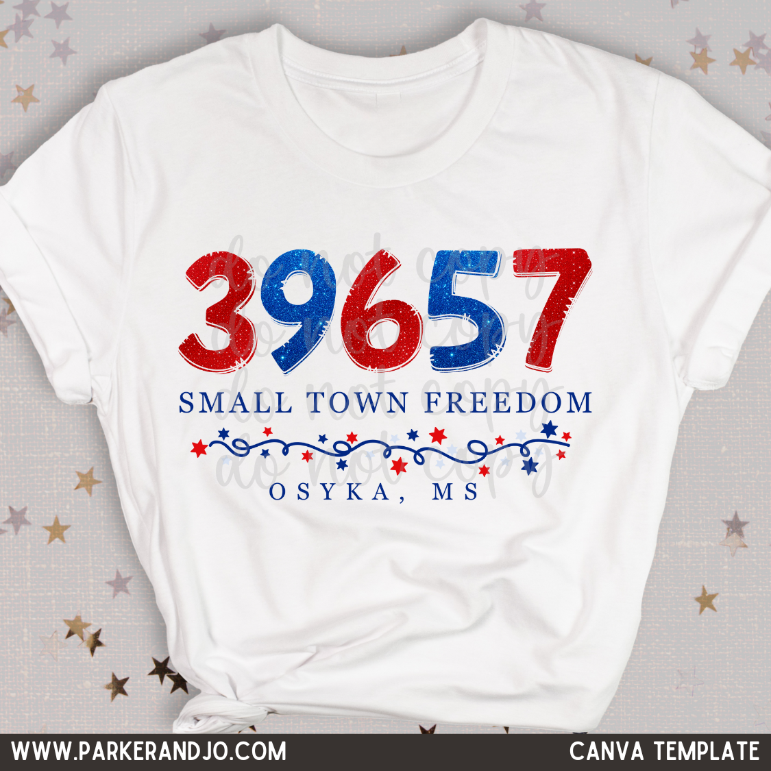 Custom Small Town Freedom  Zip Code Top — design example 1