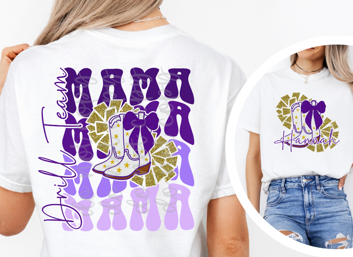 Custom Drill Team Mama Top — design example 1