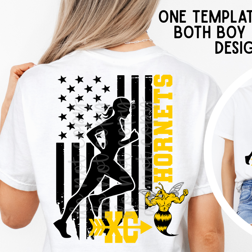 Custom Flag Cross Country Boy/Girl Top — design example 1