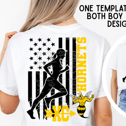 Custom Flag Cross Country Boy/Girl Top — design example 1