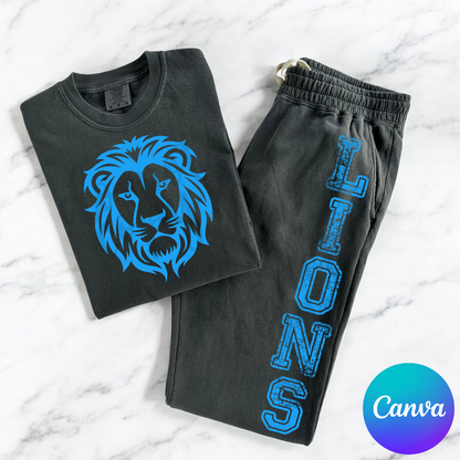 Custom Distressed Mascot Fleece Joggers — print-layout example 1