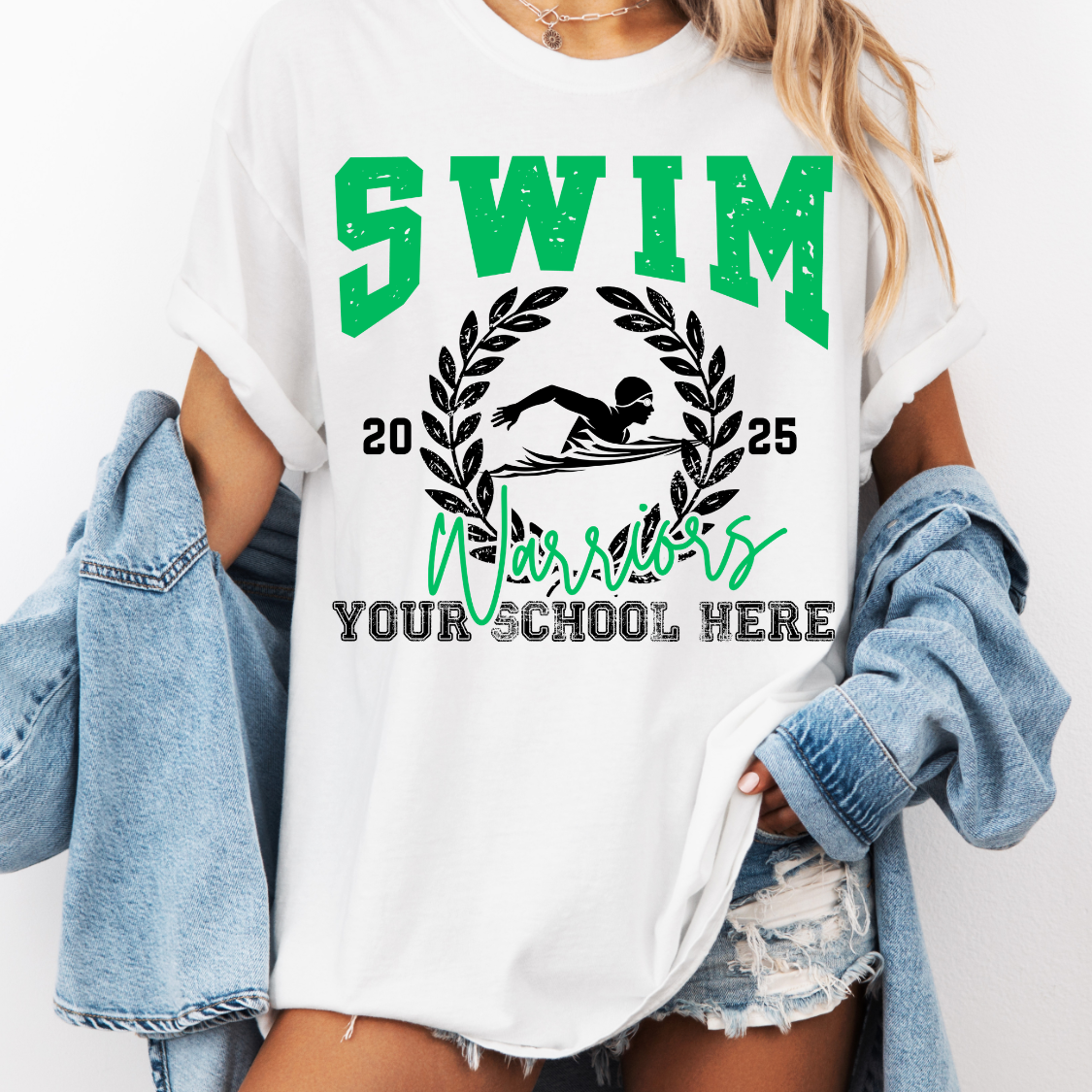 Custom Swim Team Wreath Top — design example 1
