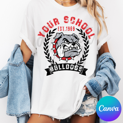 Custom Distressed Wreath School Mascot Top — design example 1