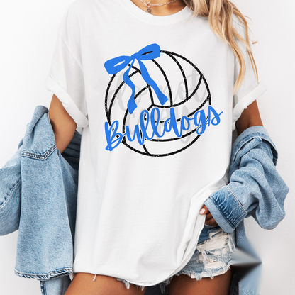 Custom Faux Glitter Volleyball Bow Top — design example 1
