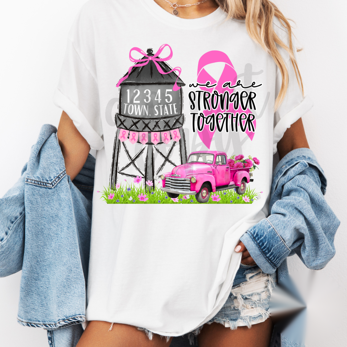 Custom Breast Cancer Awareness Small Town Top — design example 1